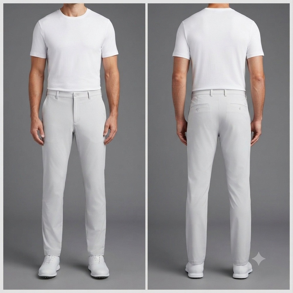 Roundtree & Yorke Pants Men 46x30 Performance Golf Big Man Gray Moisture Wicking